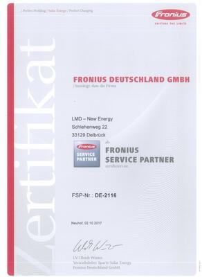 Zertifikat Fronius